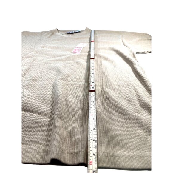 Mos Sport Club XL Tan Ribbed V-Neck T-Shirt Cotton - Picture 5 of 8